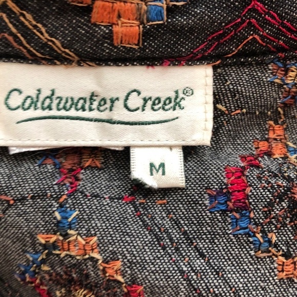 Coldwater Creek Multi Colored Tribal Print Embroidered Jacket Medium - Picture 8 of 8